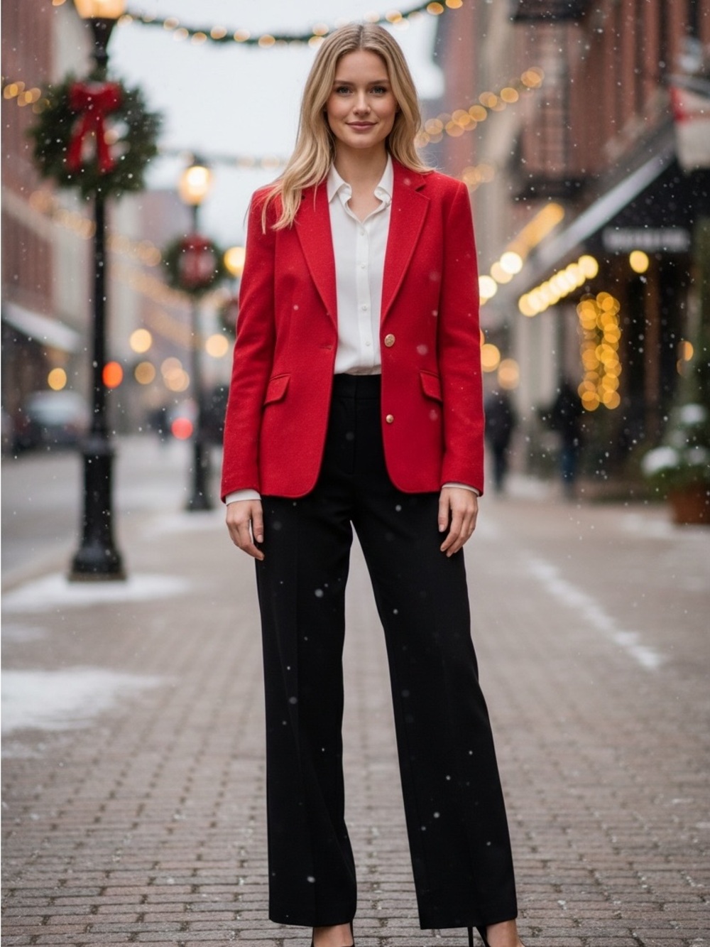 Talbots Red Blazer Jacket Gold Crest Buttons